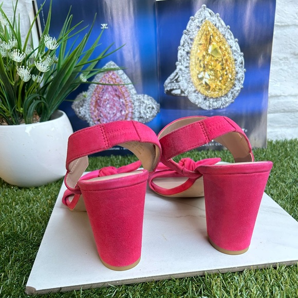 - STUART WEITZMANBandeau Block Heel Barbie Pink suede Leather size 12 - Picture 4 of 13